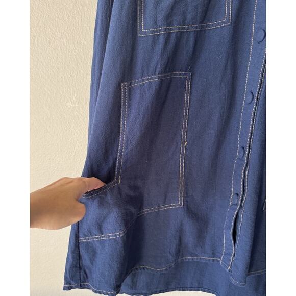 Luna Lane Oversized Shirt Birdie Dress Women’s Size M/L Blue Long Sleeve Cotton - Picture 6 of 8